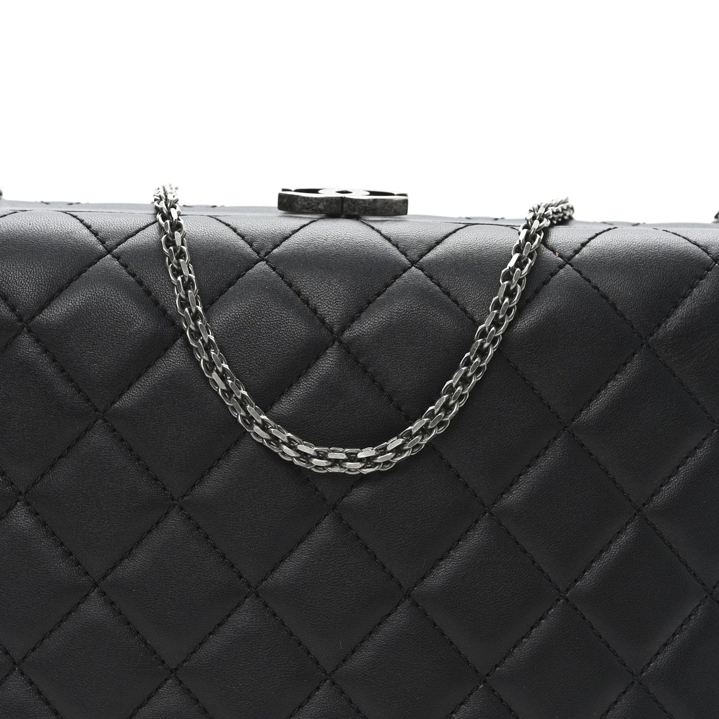 Chanel Lambskin Quilted Kisslock Minaudiere Black