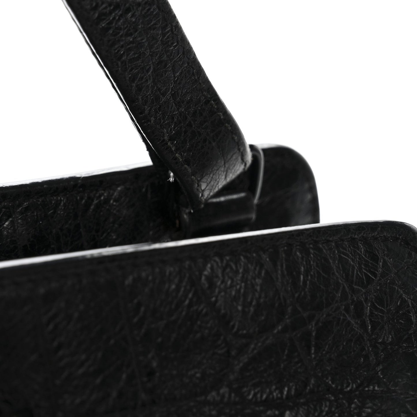 Saint Laurent Calfskin Crocodile Embossed Small Monogram Cabas Black