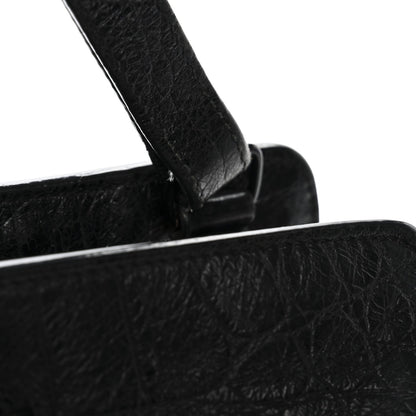 Saint Laurent Calfskin Crocodile Embossed Small Monogram Cabas Black