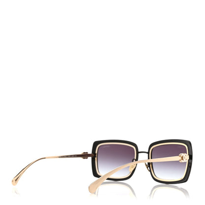 Chanel Metal Crystal CC Logo Sunglasses 71707 Black Gold