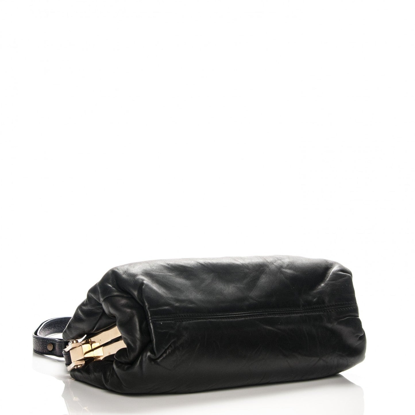 Lanvin Lambskin Draped Frame GM Shoulder Bag Black