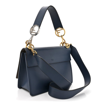 Fendi Vitello Century Opaco F is Fendi Kan I Shoulder Bag Blu Scuro