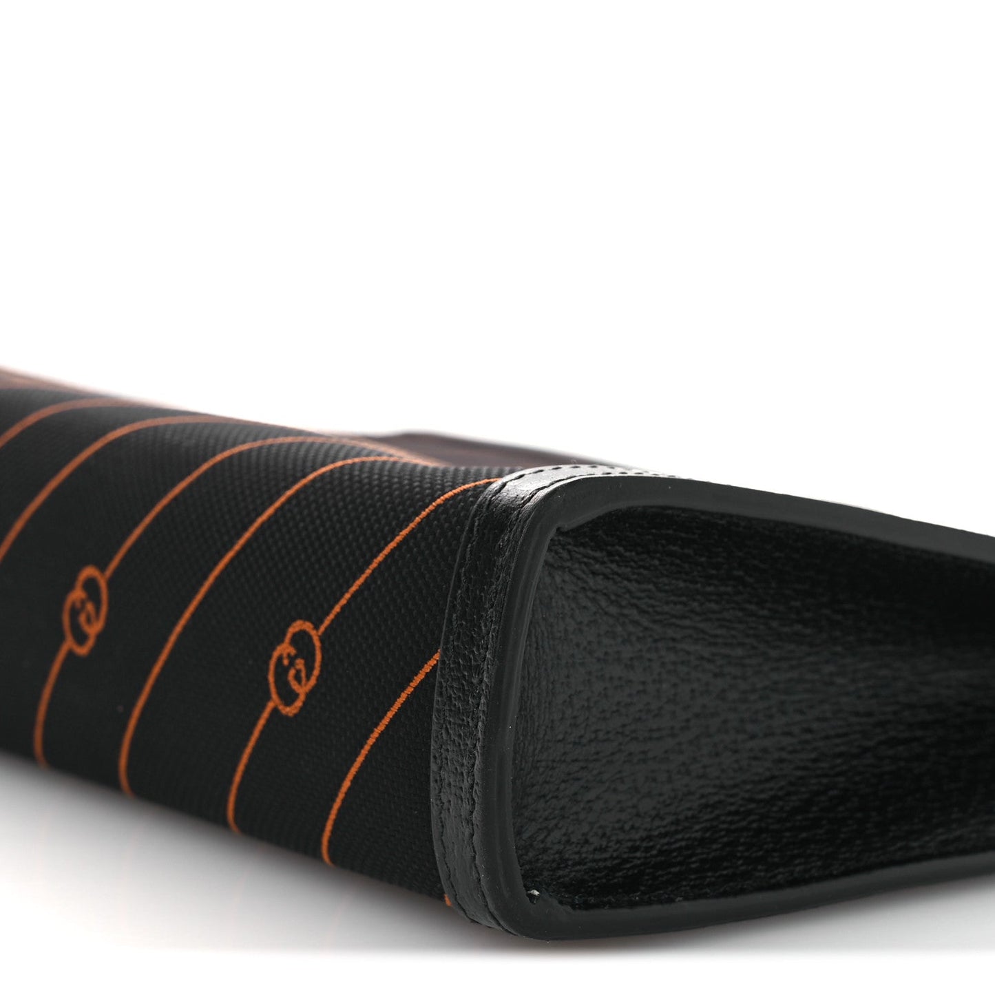 Gucci Canvas Diagonal Interlocking G Zip Pouch Black Orange