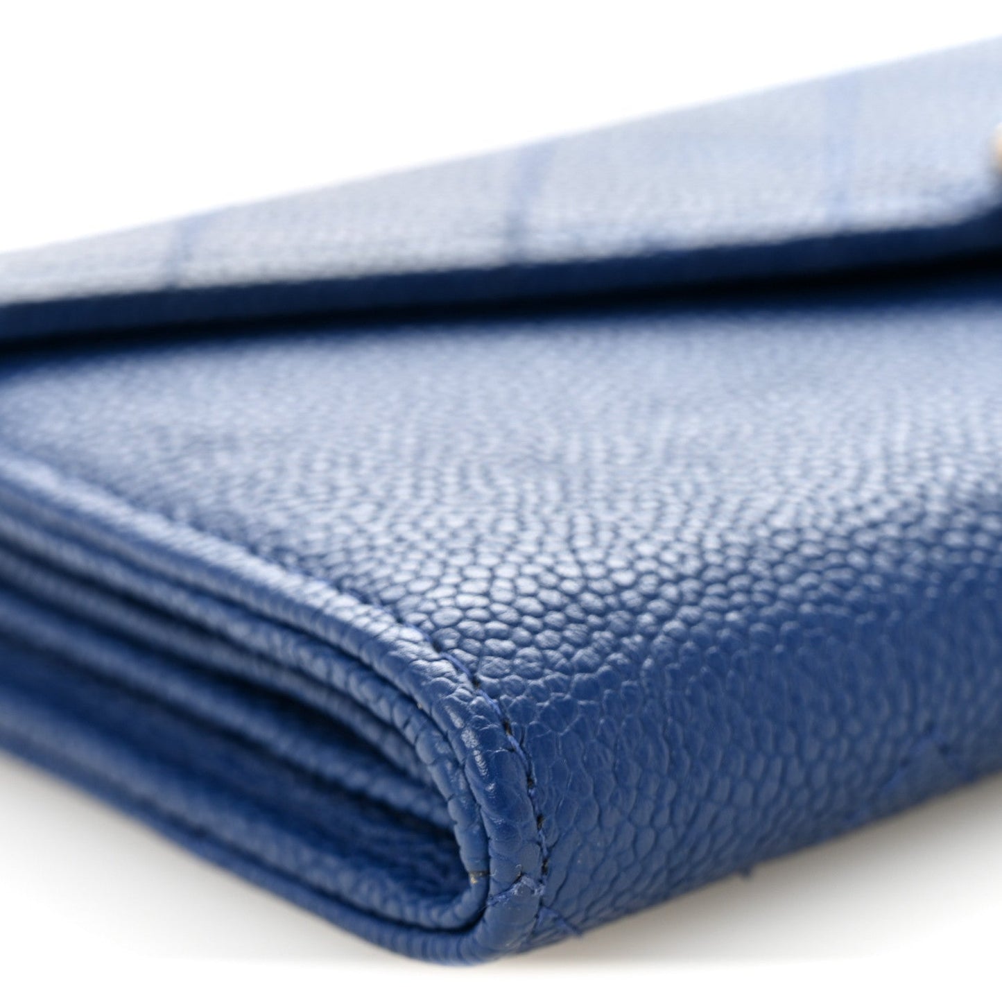 Chanel Caviar Quilted CC Box Gusset Flap Wallet Blue