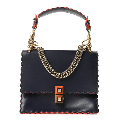 Fendi Vitello Liberty Scalloped Studded Small Kan I Shoulder Bag Blueberry