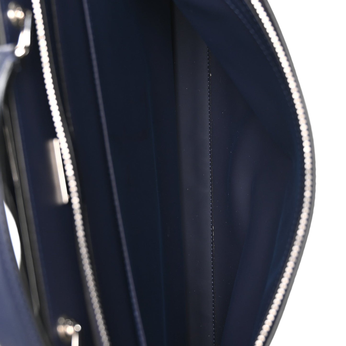 Fendi Calfskin Embossed Large Peekaboo Iconic Fit Satchel Blueberry