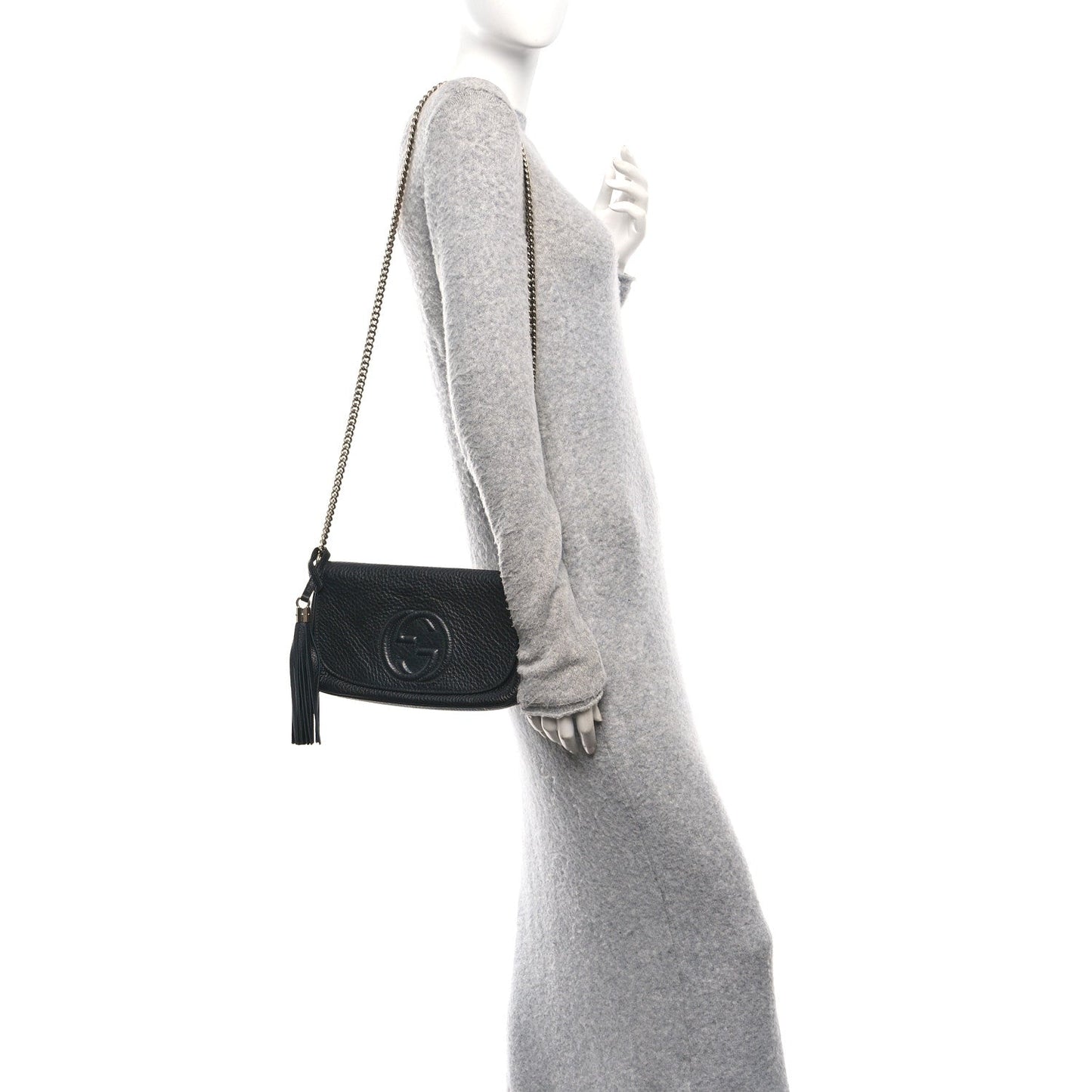 Gucci Pebbled Calfskin Medium Soho Flap Crossbody Black