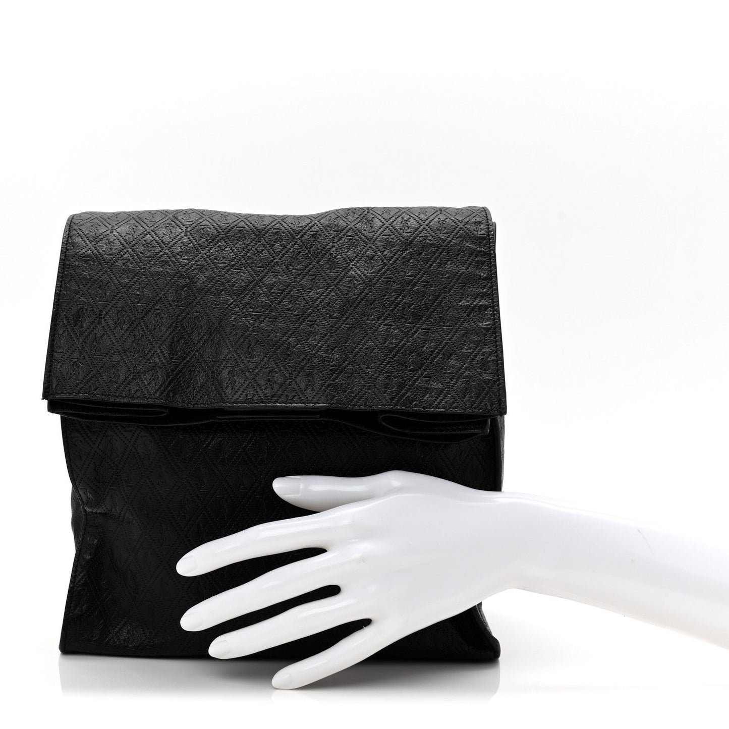 Saint Laurent Calfskin Monogram Deli Paper Bag  Vintage Black