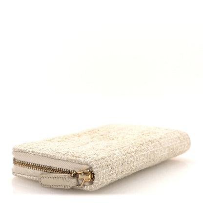 Chanel Lurex Canvas Deauville Medium Zip Around Wallet Beige