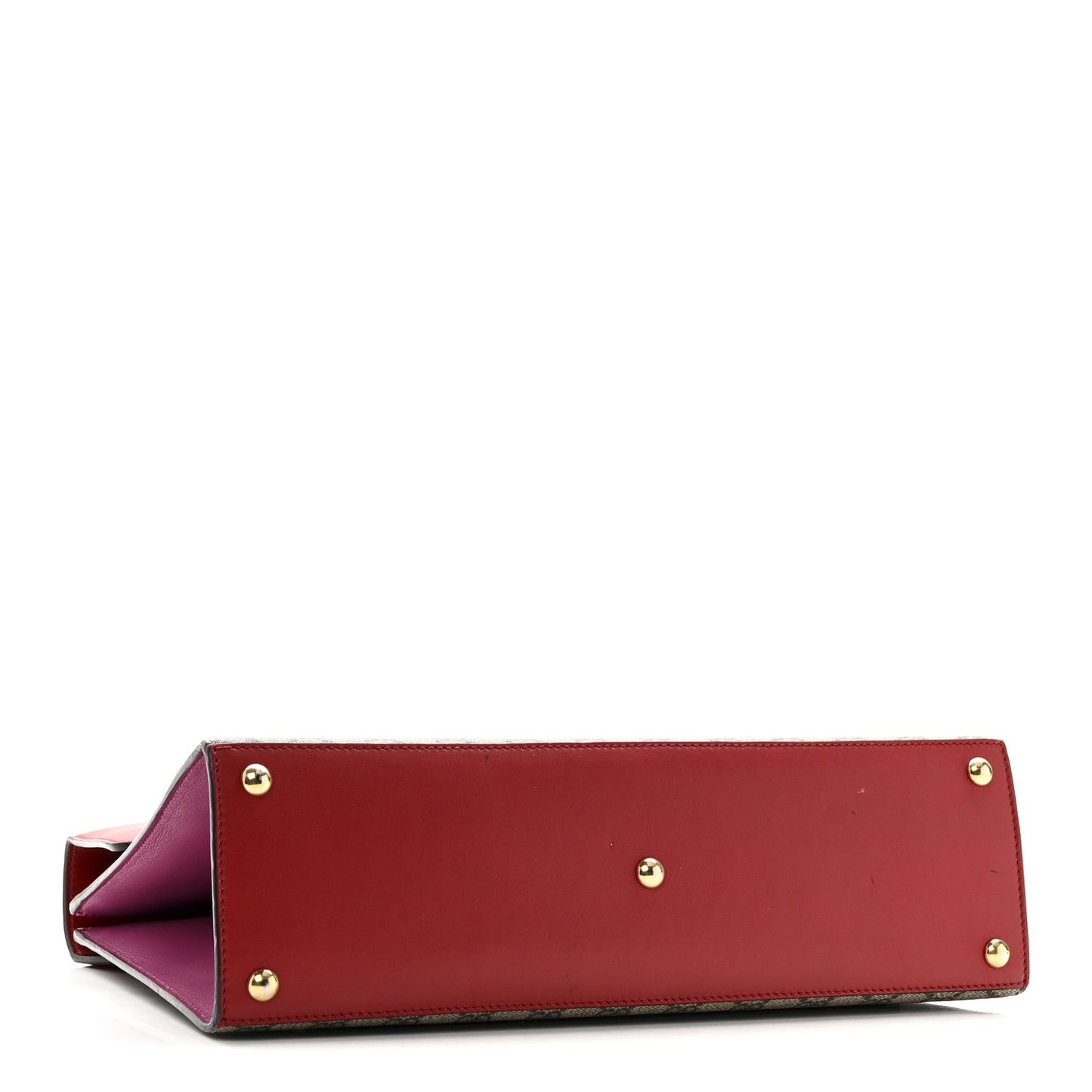 Gucci GG Supreme Monogram Calfskin Medium Padlock Top Handle Bag Beige Hibiscus Red New Rosette