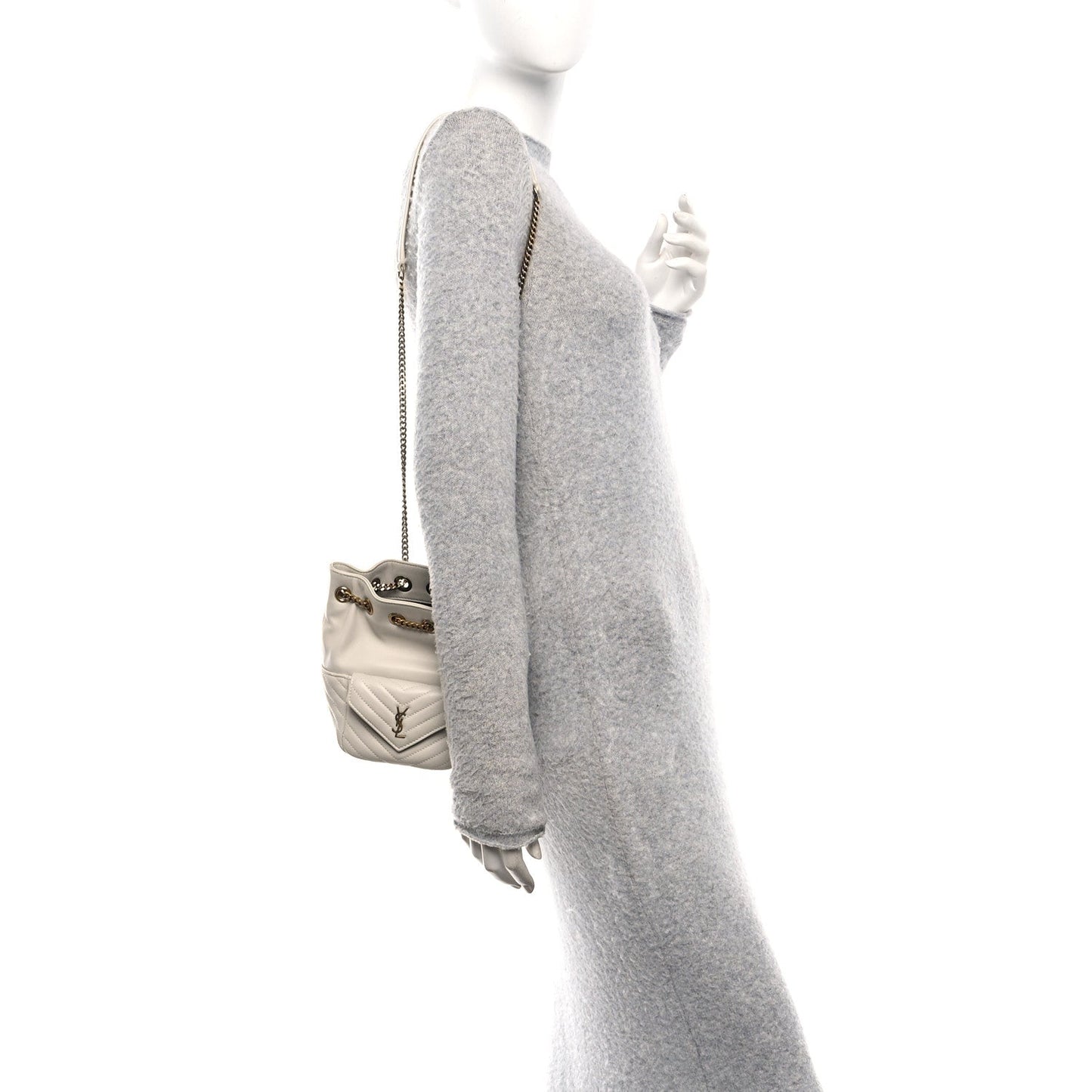 Saint Laurent Lambskin Matelasse Monogram Joe Nano Bucket Bag Crema Soft