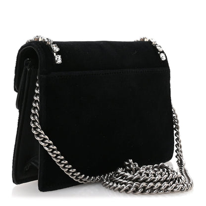 Gucci Velvet Crystal Super Mini Dionysus Shoulder Bag Black