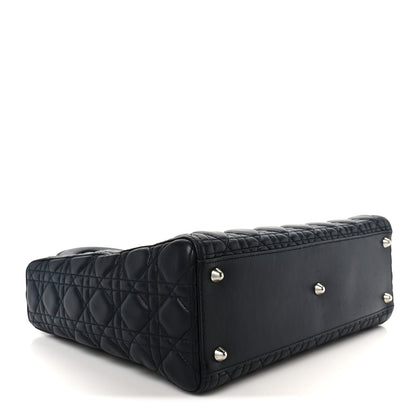 Christian Dior Lambskin Cannage Large Lady Dior Navy Blue