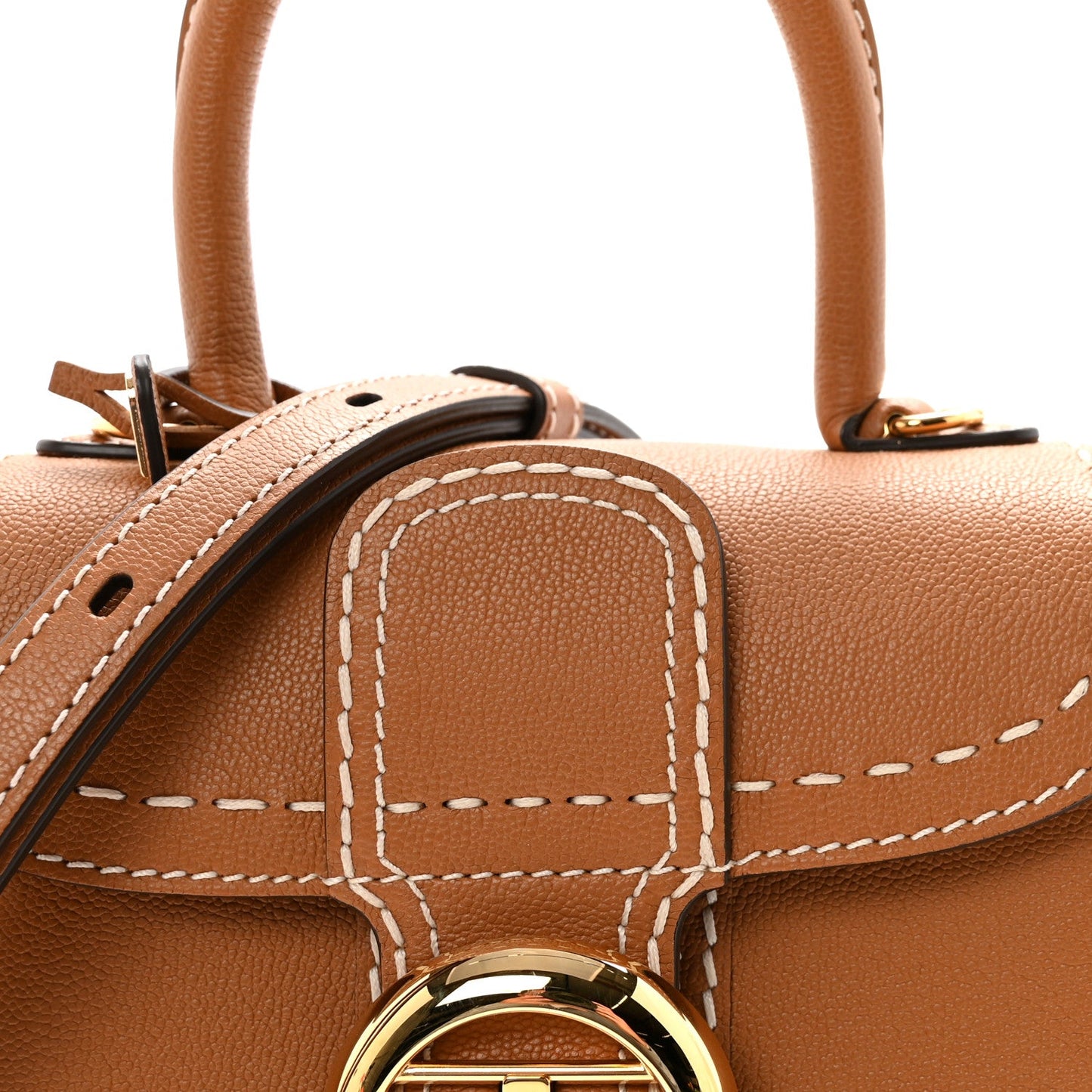 Delvaux Grained Rodeo Calfskin Surpique Mini Brillant Satchel Vegetal Ivory