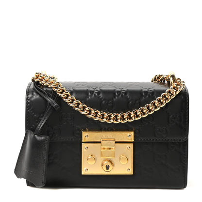 Gucci Guccissima Small Padlock Shoulder Bag Black