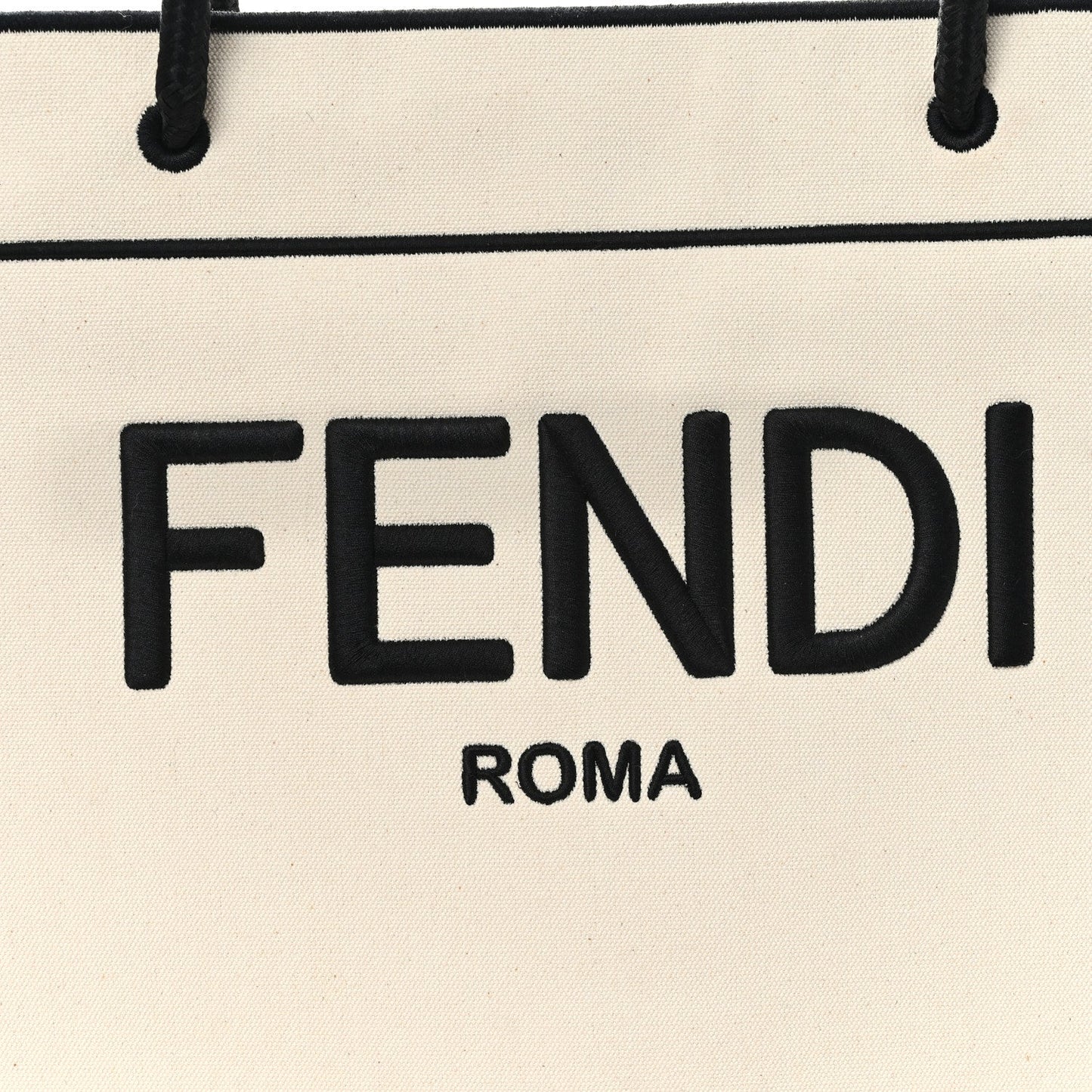 Fendi Canvas Logo Large Shopping Tote Grezzo Black