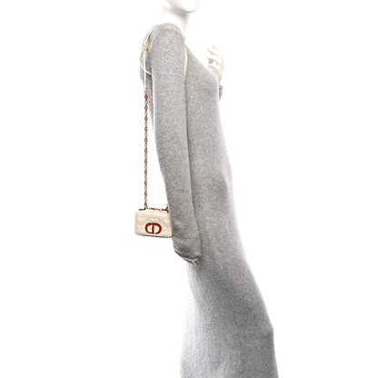 Christian Dior Calfskin Heart Cannage Dioramour Micro Bag Latte