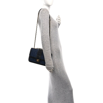 Chanel Lambskin Quilted Medium Elegant CC Flap Navy Black