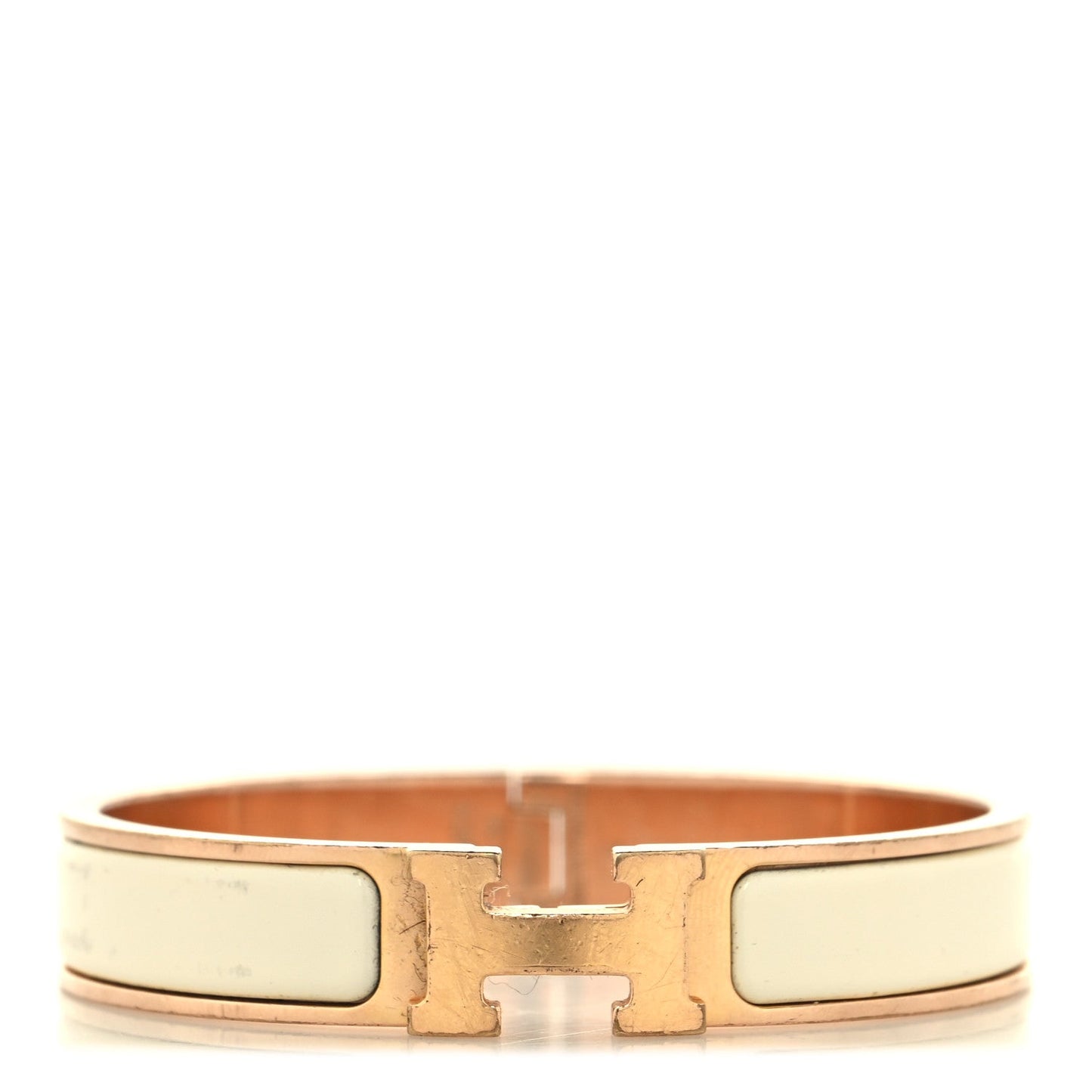 Hermes Enamel Narrow Clic Clac H Bracelet GM Craie