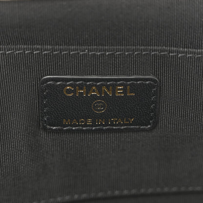 Chanel Tweed Quilted Kiss Lock Clutch Black