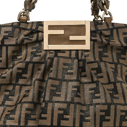 Fendi Metallic Lurex Zucca Mia Tote Bronze
