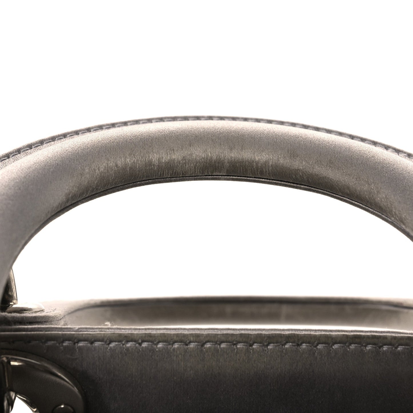 Christian Dior Satin Crystal Cannage Mini Lady Dior Gray