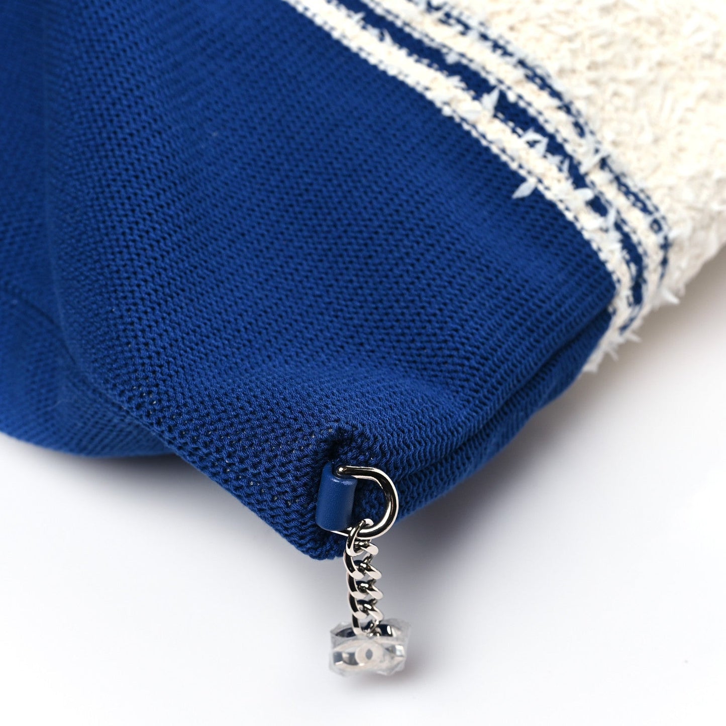 Chanel Mixed Fibers Lambskin Venise Biarritz Maxi Tote Blue White
