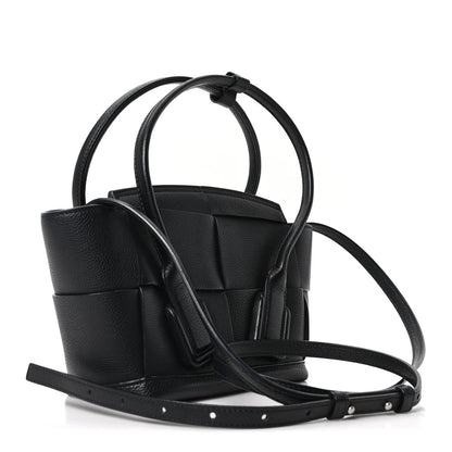 Bottega Veneta Grained Calfskin Mini Maxi Intrecciato Arco 33 Black