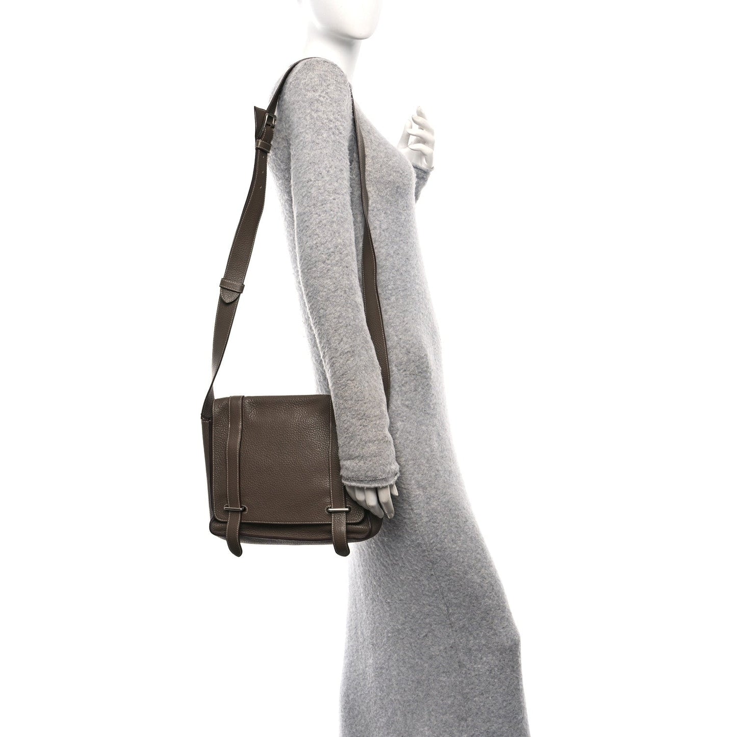 Hermes Taurillon Clemence Steve Messenger 28 Etoupe