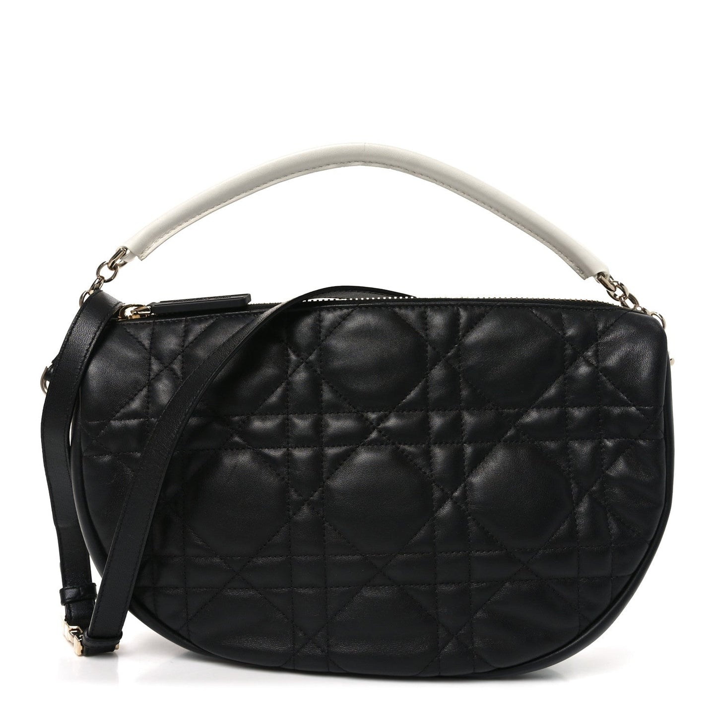 Christian Dior Lambskin Cannage Medium Dior Vibe Hobo Bag Black