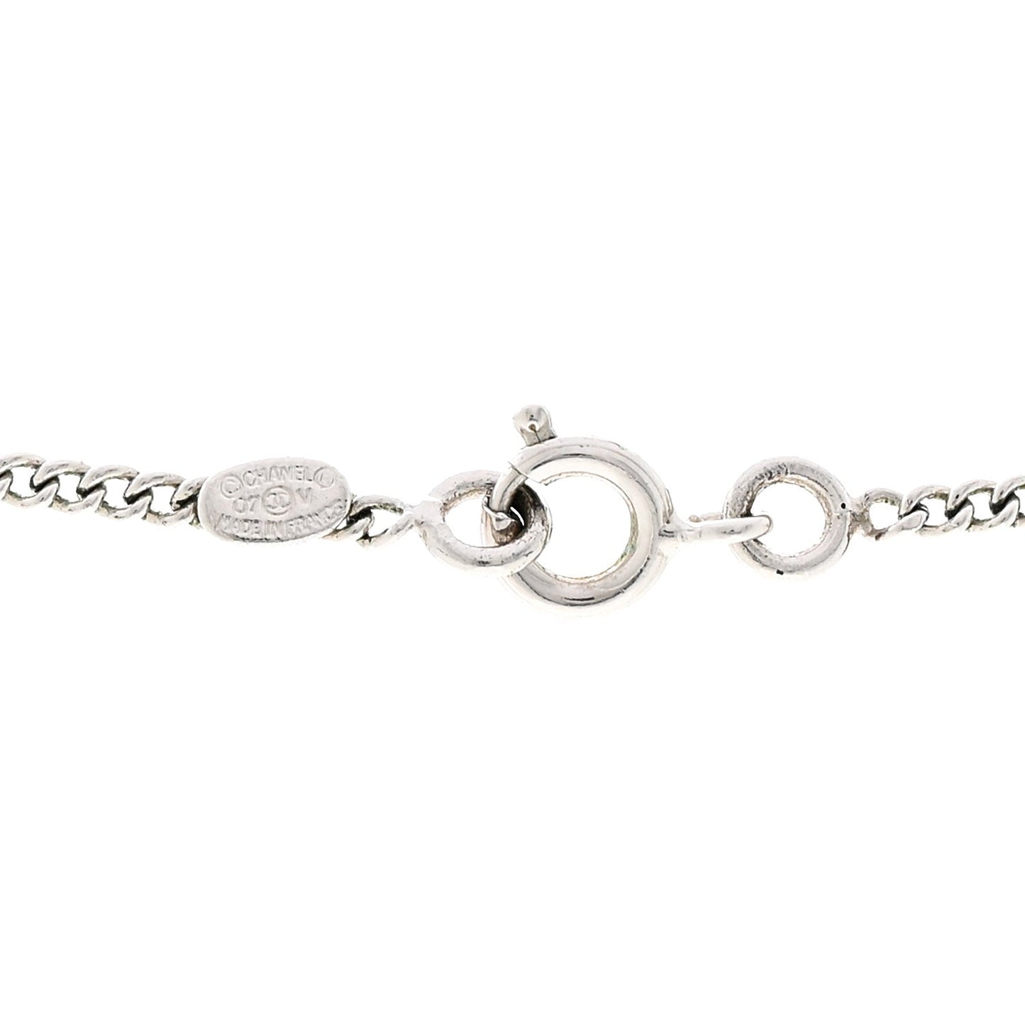 Chanel Crystal Timeless CC Necklace Silver