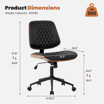 Ergonomic Armless Office Chair Adjustable Height