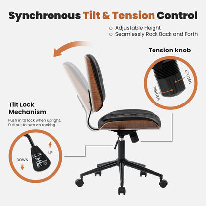Ergonomic Armless Office Chair Adjustable Height