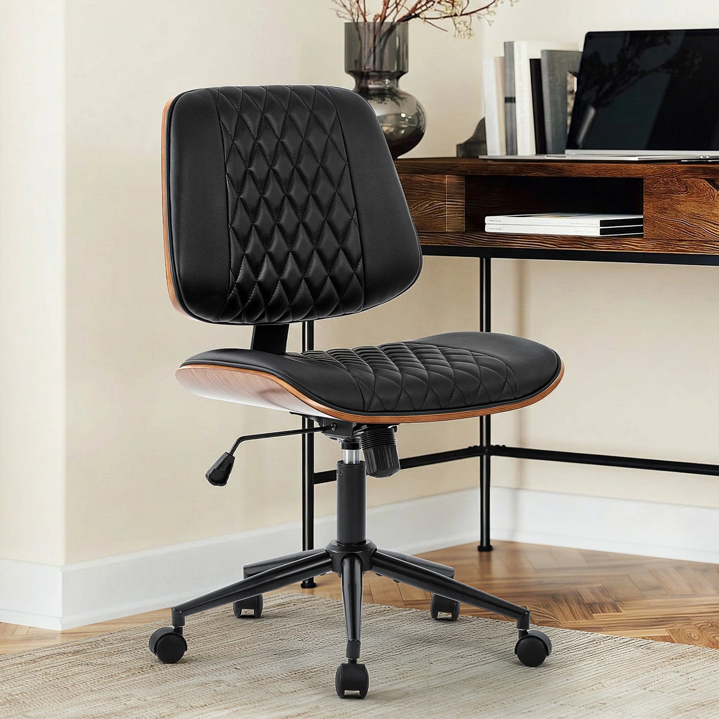 Ergonomic Armless Office Chair Adjustable Height