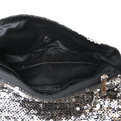 Chanel Sequin Medium Single Flap Dark Silver