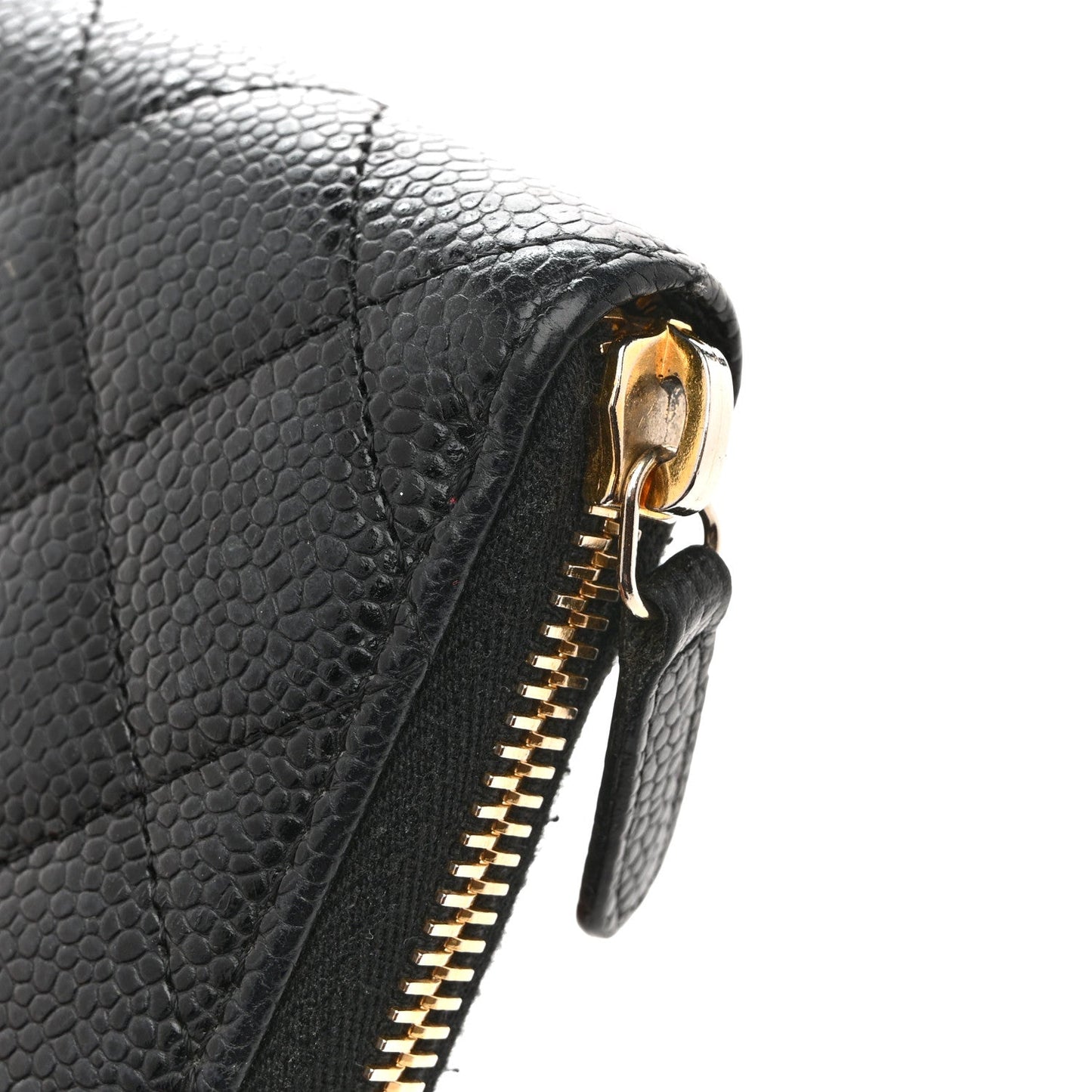 Chanel Caviar Quilted Large Gusset Zip Around Wallet Navy