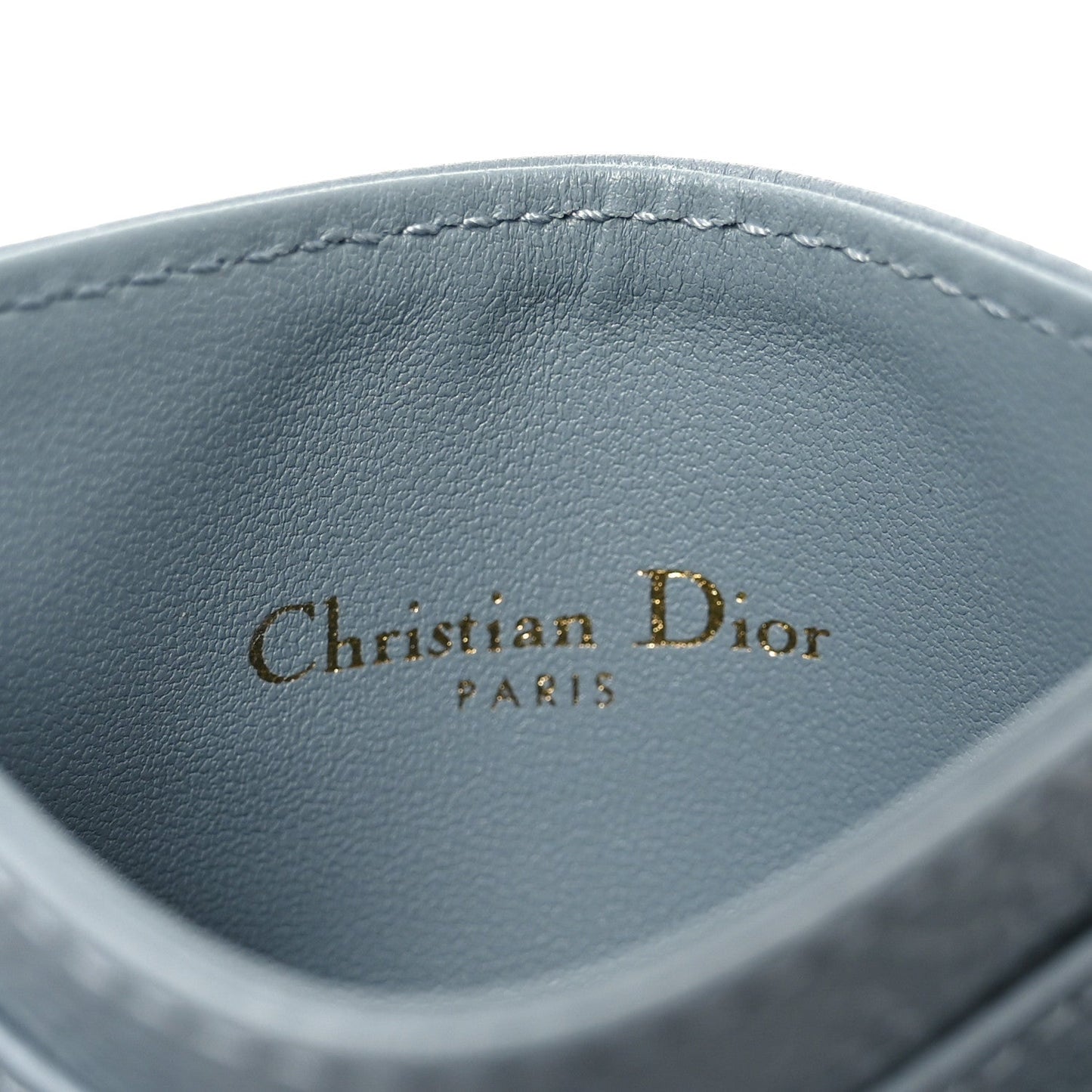 Christian Dior Supple Calfskin Cannage Caro Five-Slot Card Holder Cloud Blue