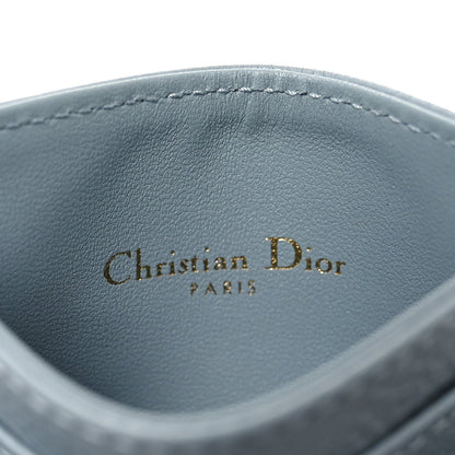 Christian Dior Supple Calfskin Cannage Caro Five-Slot Card Holder Cloud Blue