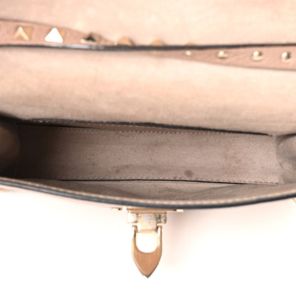 Valentino Garavani Pebbled Calfskin Medium Rockstud Flip Lock Crossbody Bag Skin Sorbet