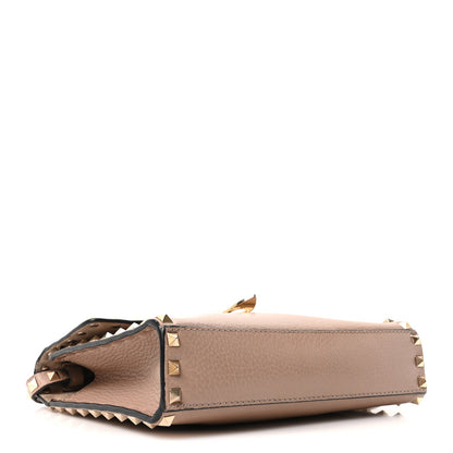 Valentino Garavani Pebbled Calfskin Medium Rockstud Flip Lock Crossbody Bag Skin Sorbet