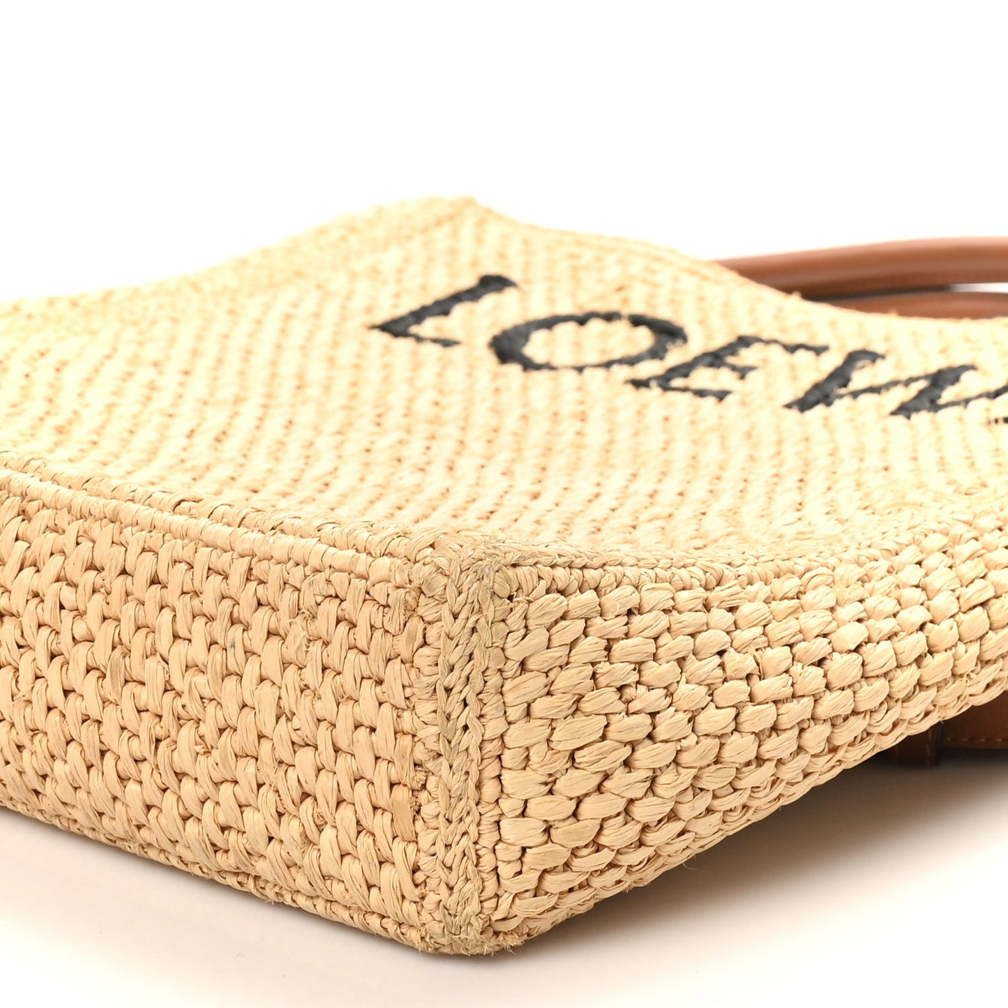 Loewe Raffia Calfskin Standard A4 Tote Bag Natural Black