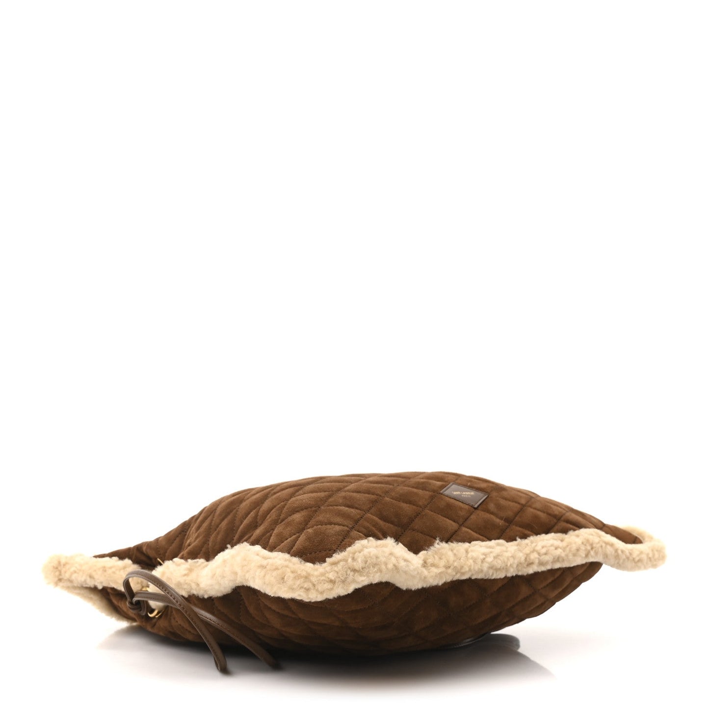 Saint Laurent Suede Shearling Quilted Le Pochon Natural Tan