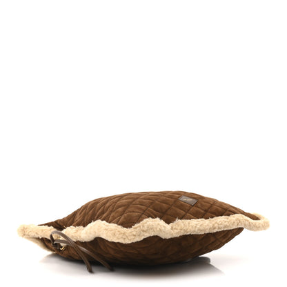 Saint Laurent Suede Shearling Quilted Le Pochon Natural Tan