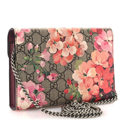 Gucci GG Supreme Monogram Blooms Mini Dionysus Chain Wallet Beige Multicolor Dry Rose