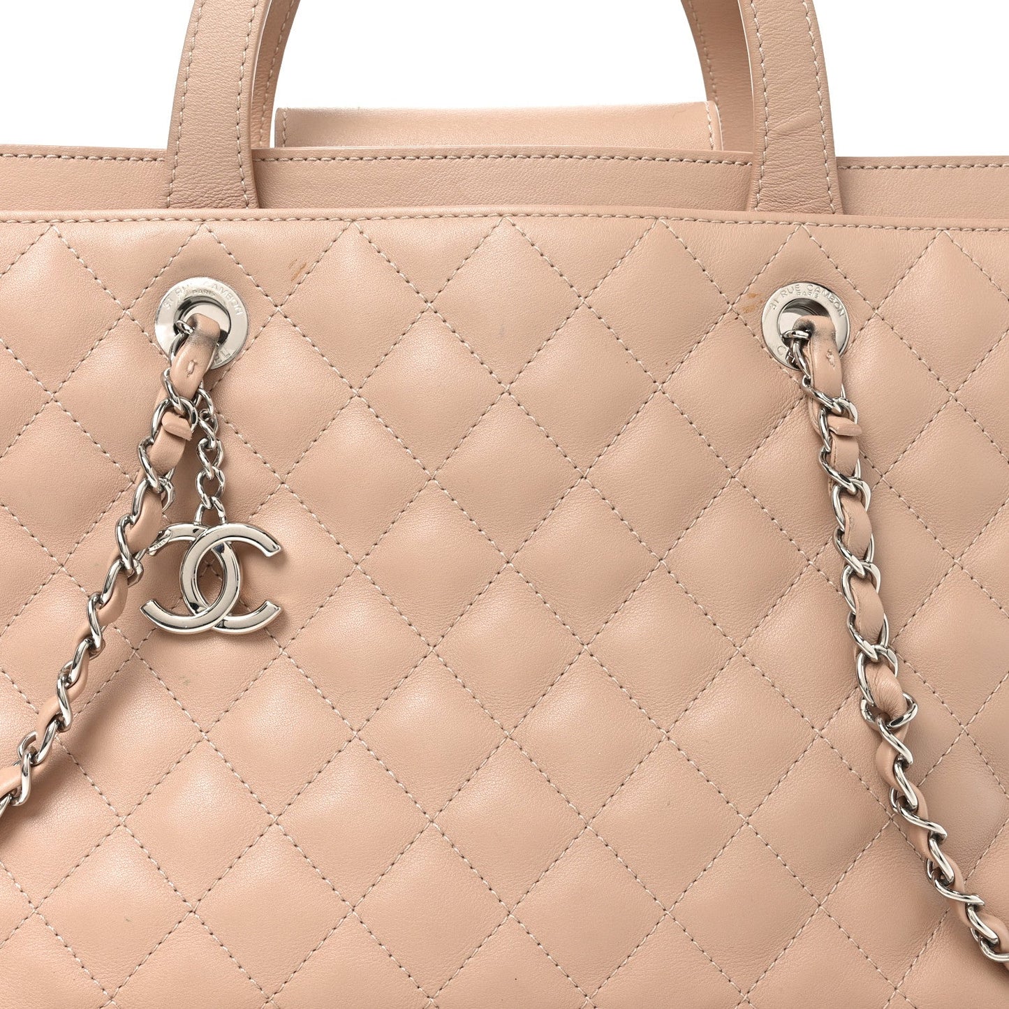 Chanel Calfskin Quilted Large Shopping Tote Light Pink