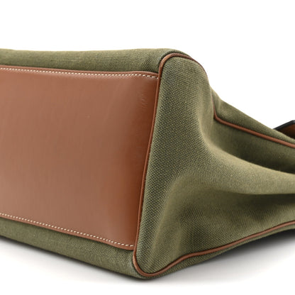 Celine Canvas Calfskin Medium Soft 16 Top Handle Bag Khaki Tan