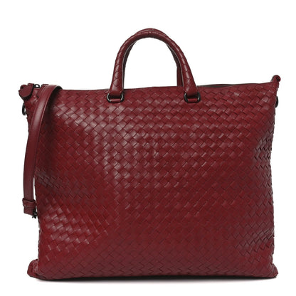 Bottega Veneta Nappa Intrecciato Medium Convertible Tote Burgundy