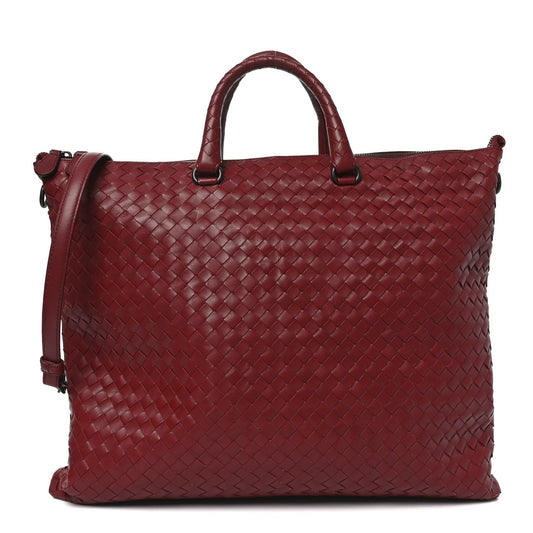 Bottega Veneta Nappa Intrecciato Medium Convertible Tote Burgundy