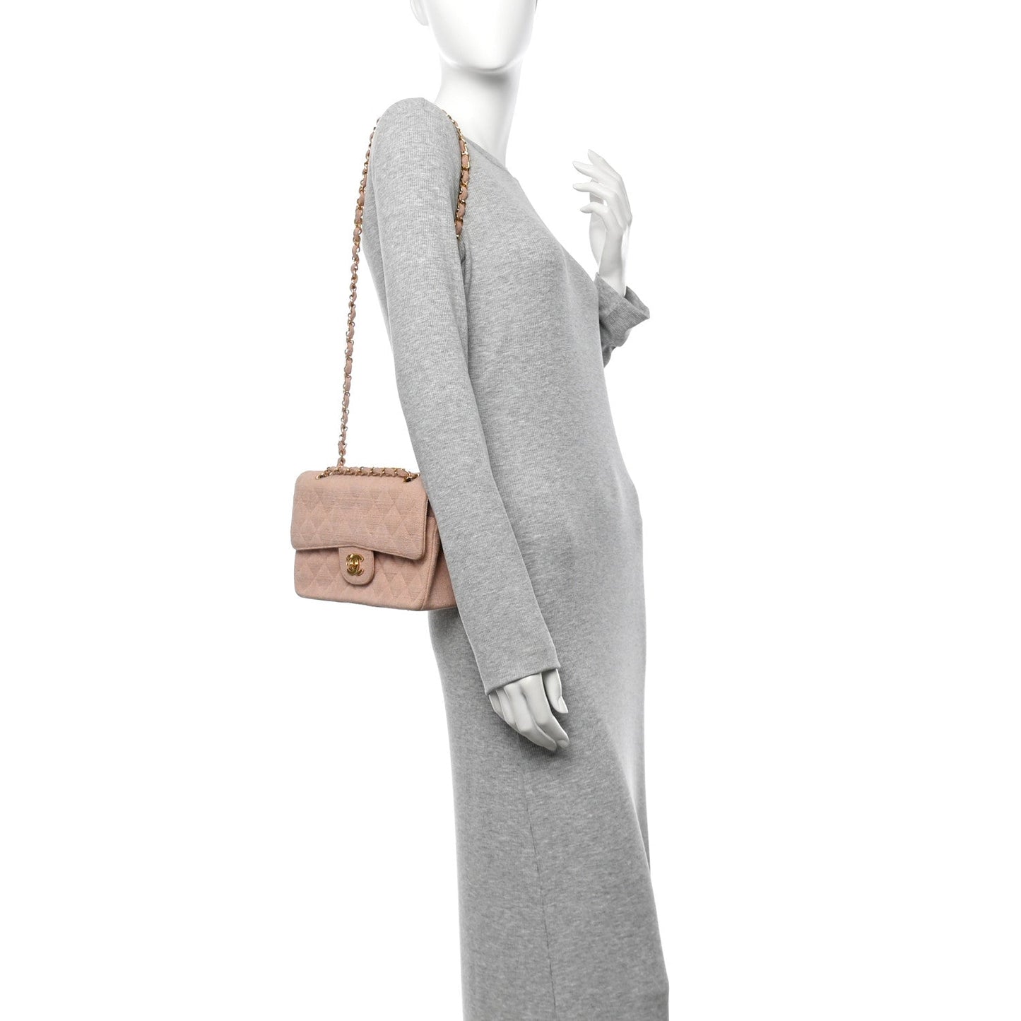 Chanel Canvas Quilted Small Double Flap Light Pink
