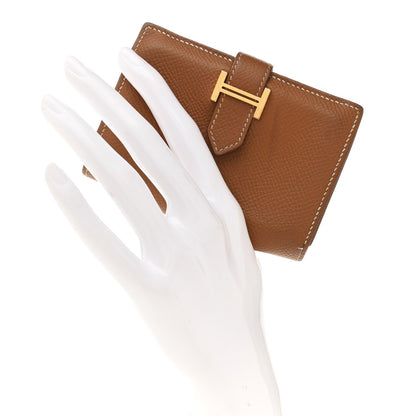 Hermes Epsom Bearn Card Holder Wallet Gold